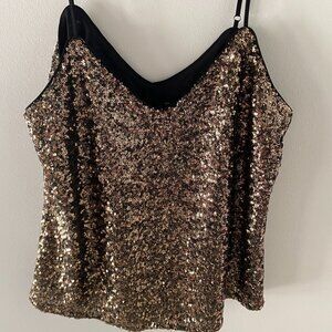 NWT Banana Republic Gold sequin crop dressy tank size s